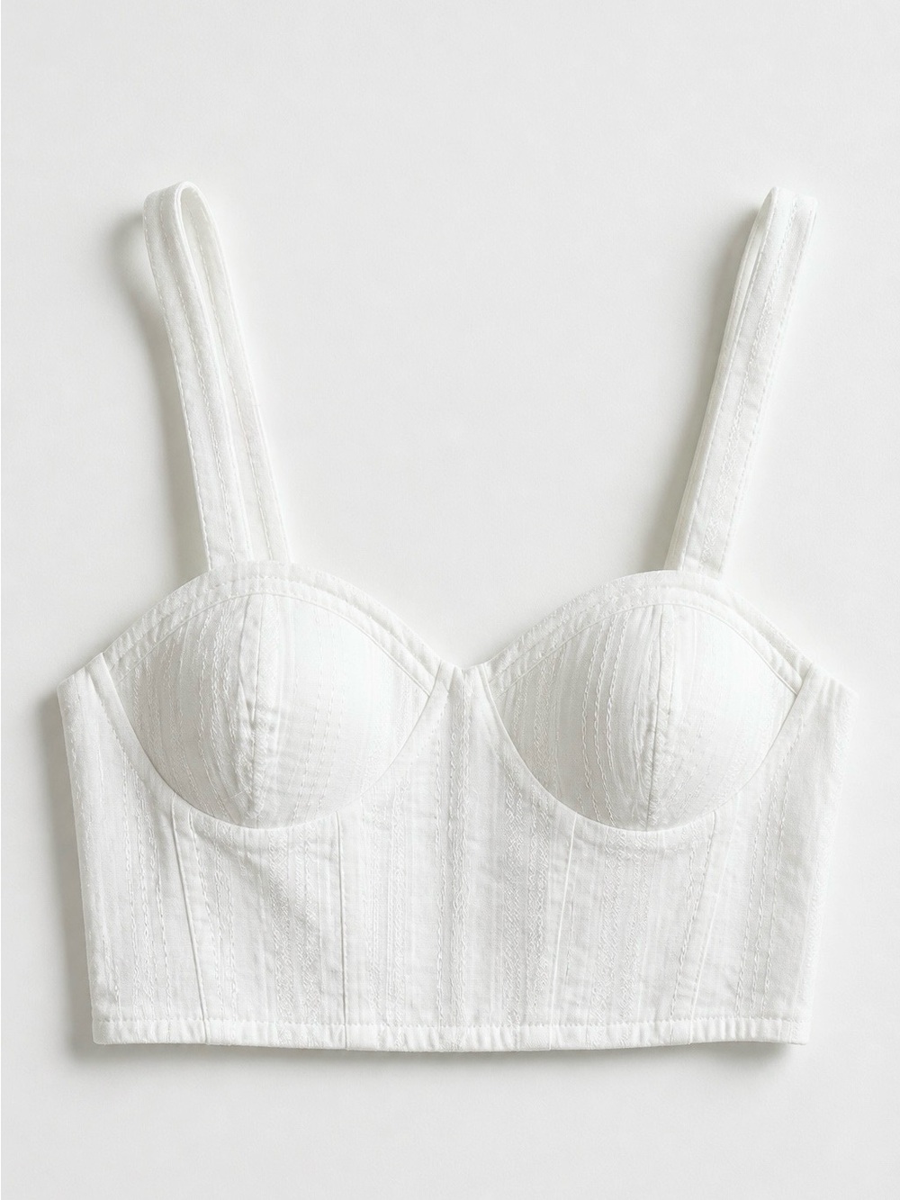 B.O.G. Collective White Smocked Bustier Crop Top